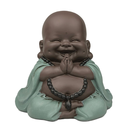 SilkySoleil™ smiling Buddhist monk statue